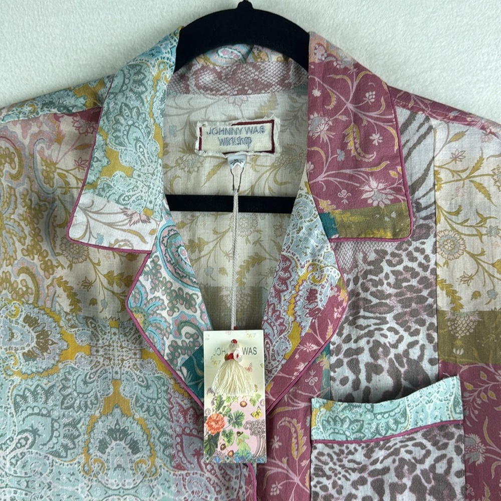 Johnny Was Marseille Garden Resort Shirt In Multi Print Size XL - Picture 4 of 6